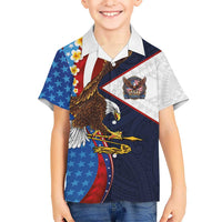 American Samoa and United States Semiquincentennial Family Matching Summer Maxi Dress and Hawaiian Shirt Bald Eagle with National Flag Style LT03 Son's Shirt Multicolor - Polynesian Pride