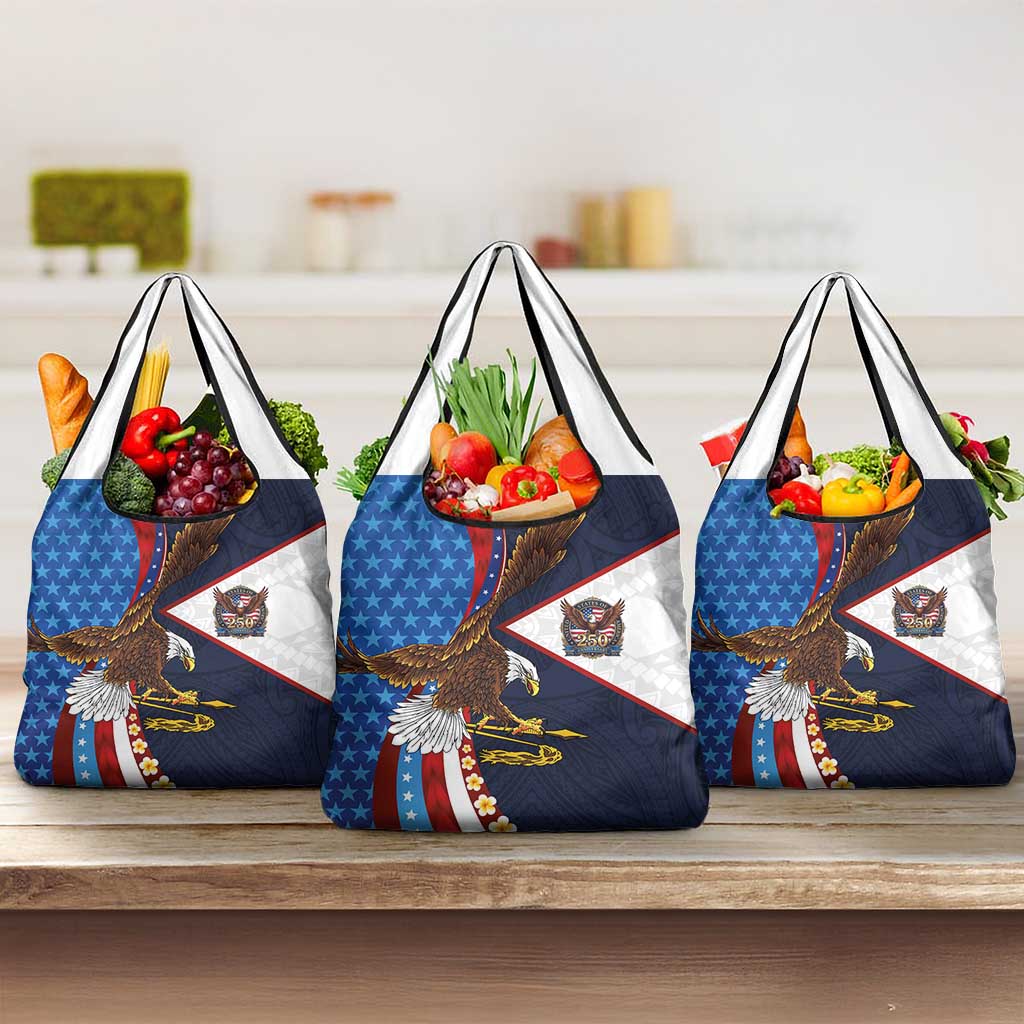 American Samoa and United States Semiquincentennial Grocery Bag Bald Eagle with National Flag Style