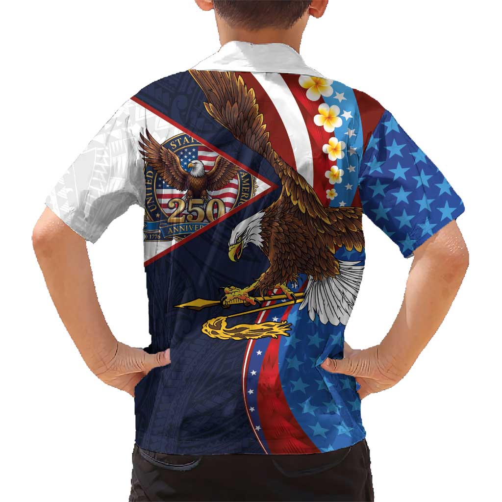 American Samoa and United States Semiquincentennial Kid Hawaiian Shirt Bald Eagle with National Flag Style