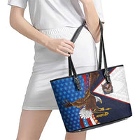 American Samoa and United States Semiquincentennial Leather Tote Bag Bald Eagle with National Flag Style