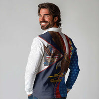 American Samoa and United States Semiquincentennial Long Sleeve Polo Shirt Bald Eagle with National Flag Style