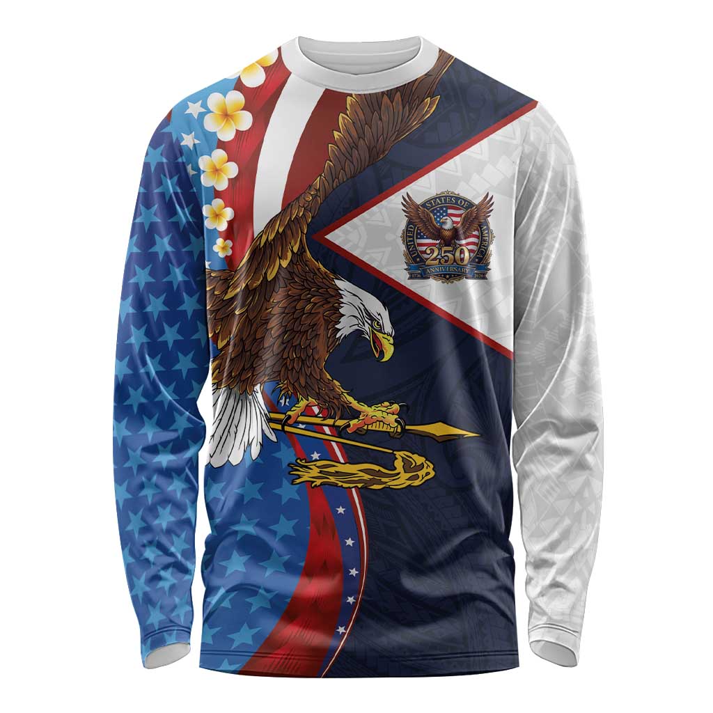 American Samoa and United States Semiquincentennial Long Sleeve Shirt Bald Eagle with National Flag Style