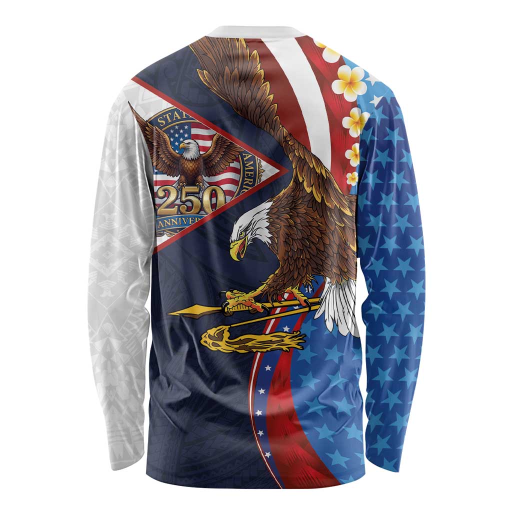 American Samoa and United States Semiquincentennial Long Sleeve Shirt Bald Eagle with National Flag Style