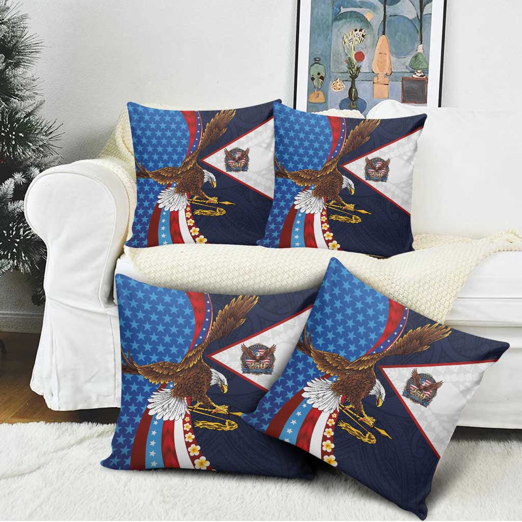 American Samoa and United States Semiquincentennial Pillow Cover Bald Eagle with National Flag Style