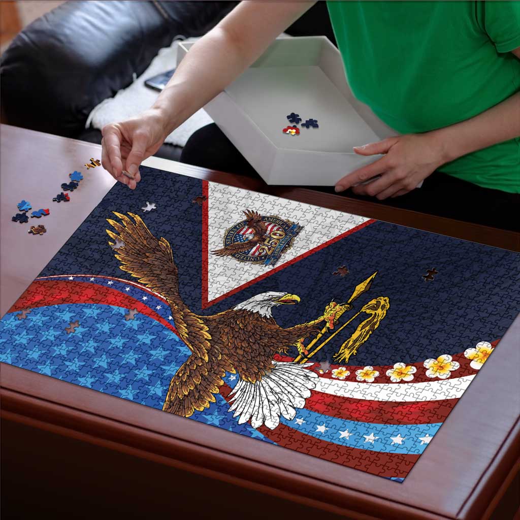 American Samoa and United States Semiquincentennial Puzzle Bald Eagle with National Flag Style