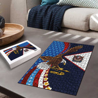 American Samoa and United States Semiquincentennial Puzzle Bald Eagle with National Flag Style