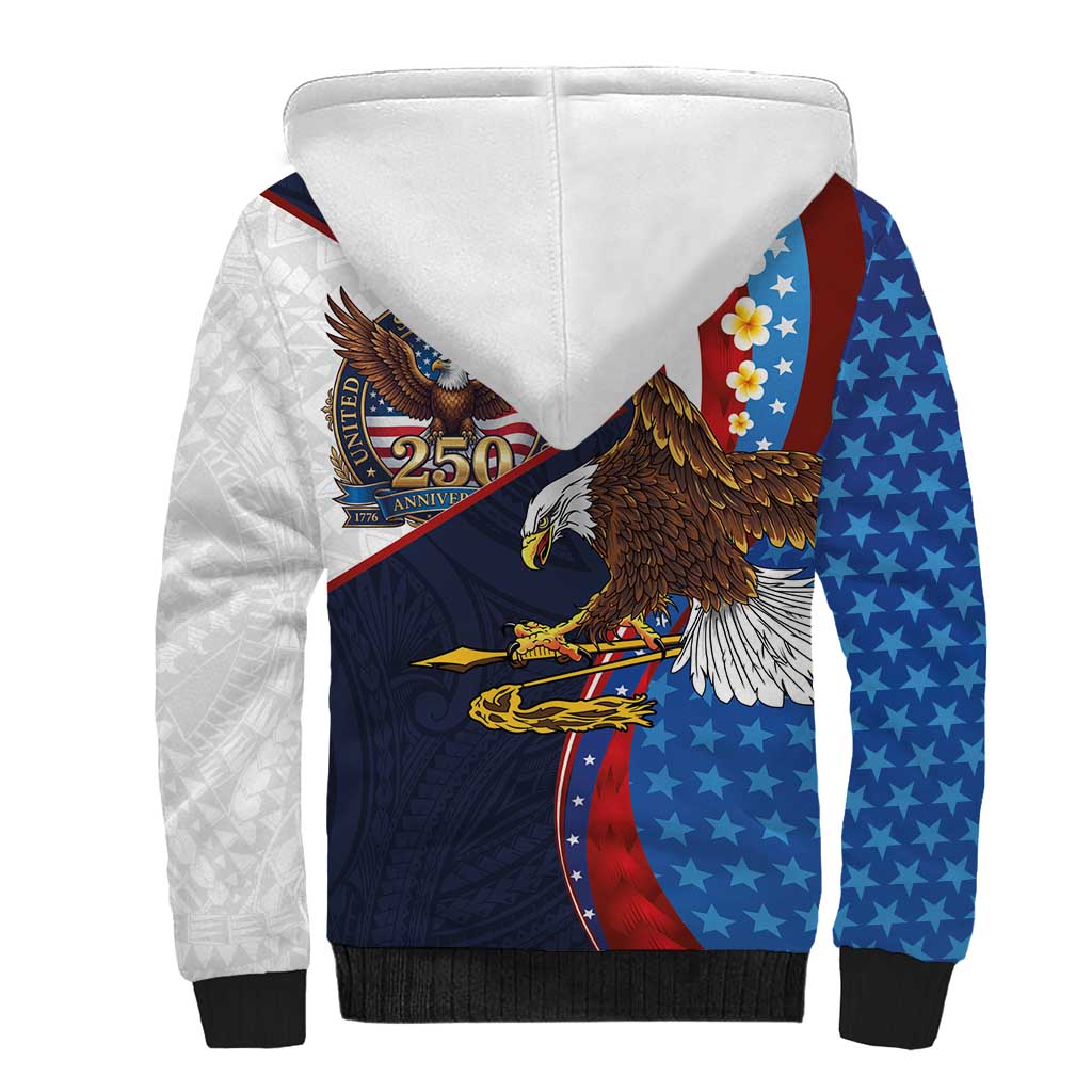 American Samoa and United States Semiquincentennial Sherpa Hoodie Bald Eagle with National Flag Style