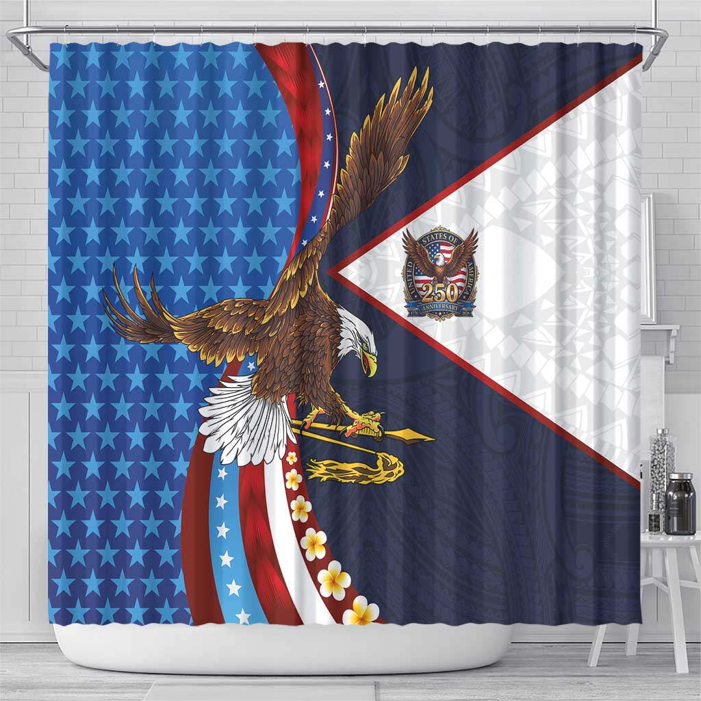 American Samoa and United States Semiquincentennial Shower Curtain Bald Eagle with National Flag Style