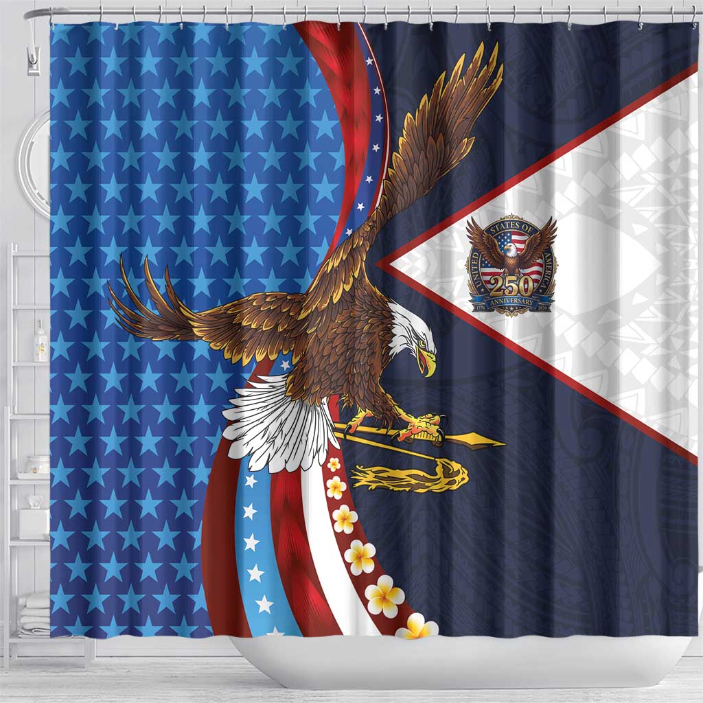 American Samoa and United States Semiquincentennial Shower Curtain Bald Eagle with National Flag Style