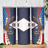 American Samoa and United States Semiquincentennial Skinny Tumbler Bald Eagle with National Flag Style
