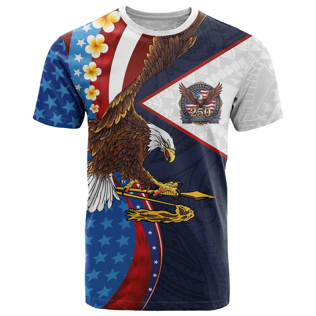 American Samoa and United States Semiquincentennial T Shirt Bald Eagle with National Flag Style