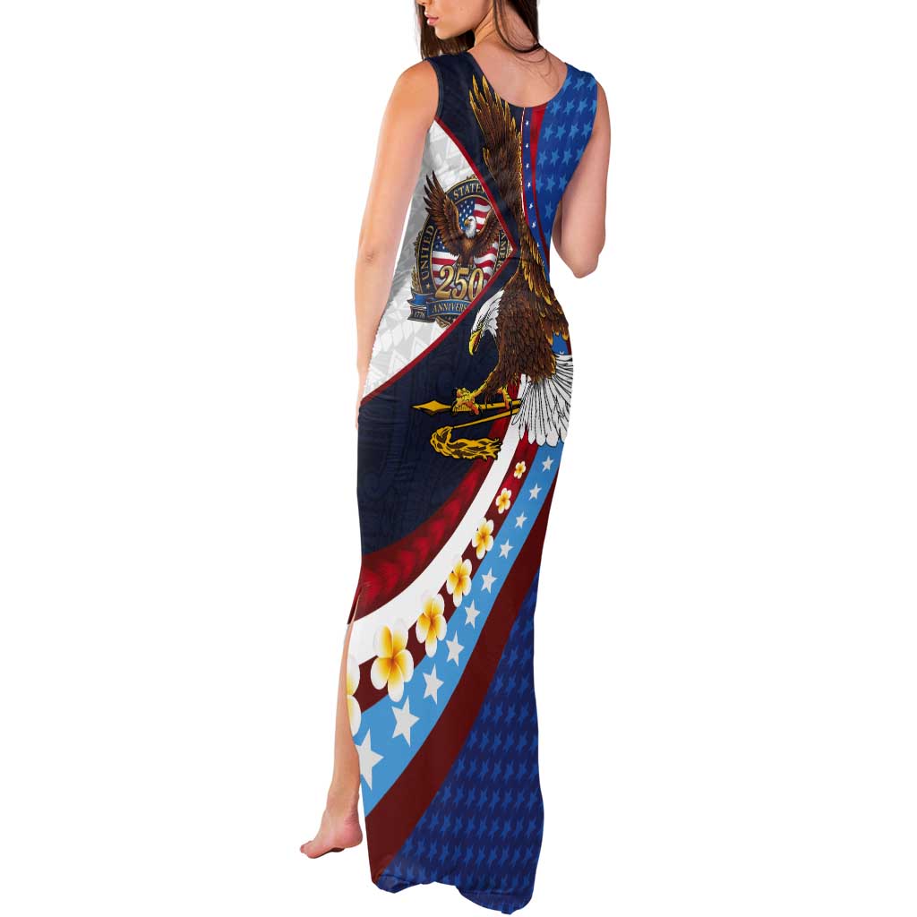 American Samoa and United States Semiquincentennial Tank Maxi Dress Bald Eagle with National Flag Style