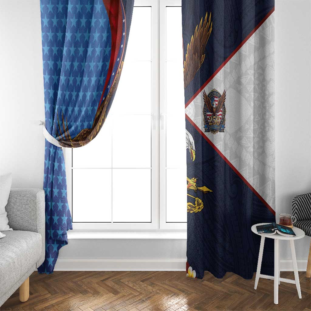 American Samoa and United States Semiquincentennial Window Curtain Bald Eagle with National Flag Style