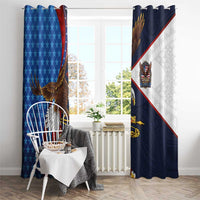 American Samoa and United States Semiquincentennial Window Curtain Bald Eagle with National Flag Style