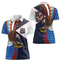 American Samoa and United States Semiquincentennial Women Polo Shirt Bald Eagle with National Flag Style