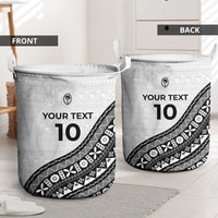 Custom Fijian Rugby Laundry Basket Tapa Pattern and Palm Tree Tribal