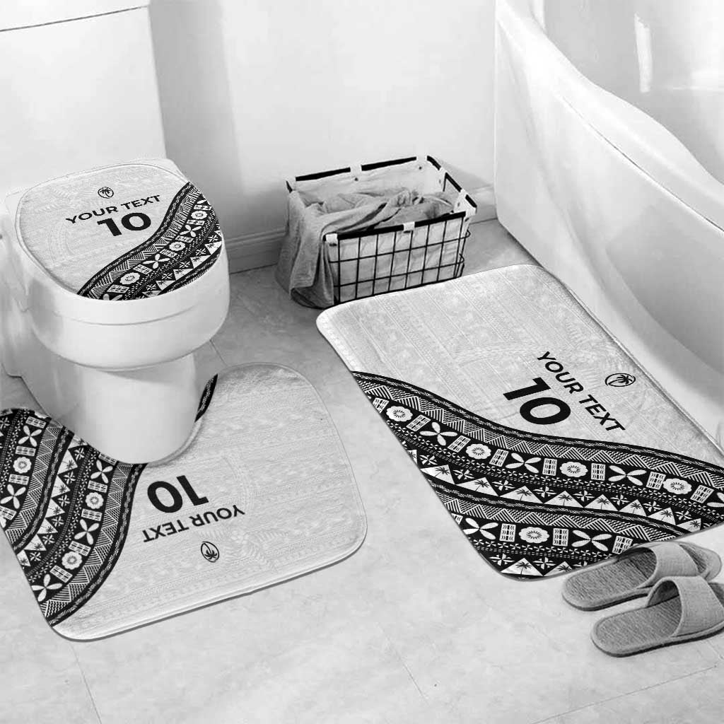 Custom Fijian Rugby Bathroom Set Tapa Pattern and Palm Tree Tribal