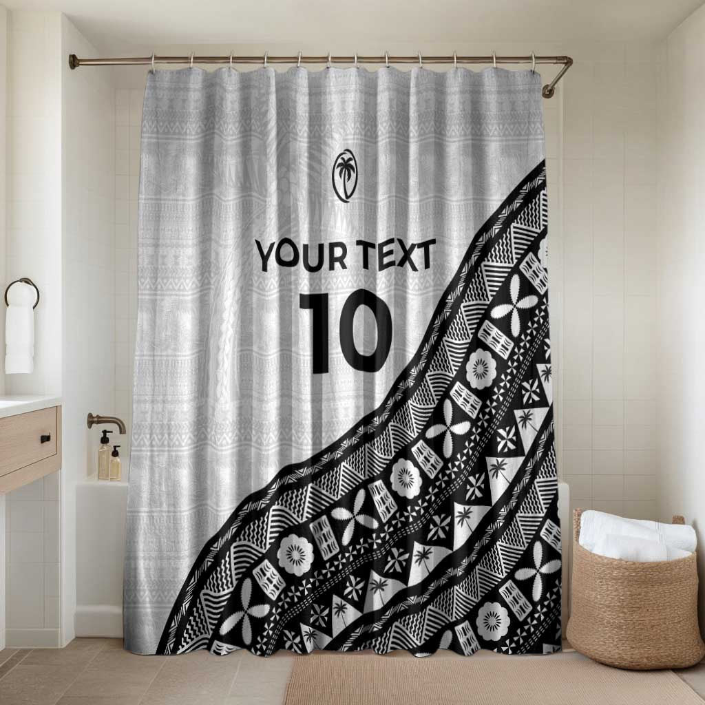 Custom Fijian Rugby Bathroom Set Tapa Pattern and Palm Tree Tribal