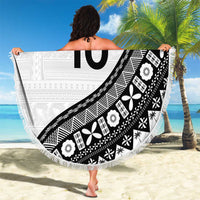 Custom Fijian Rugby Beach Blanket Tapa Pattern and Palm Tree Tribal