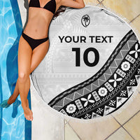 Custom Fijian Rugby Beach Blanket Tapa Pattern and Palm Tree Tribal