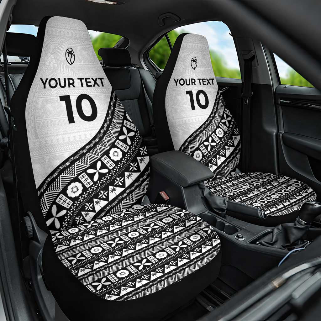 Custom Fijian Rugby Car Seat Cover Tapa Pattern and Palm Tree Tribal