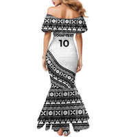 Custom Fijian Rugby Family Matching Mermaid Dress and Hawaiian Shirt Tapa Pattern and Palm Tree Tribal