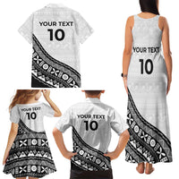 Custom Fijian Rugby Family Matching Tank Maxi Dress and Hawaiian Shirt Tapa Pattern and Palm Tree Tribal