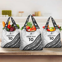Custom Fijian Rugby Grocery Bag Tapa Pattern and Palm Tree Tribal