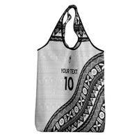 Custom Fijian Rugby Grocery Bag Tapa Pattern and Palm Tree Tribal