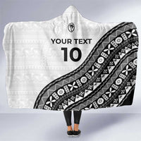 Custom Fijian Rugby Hooded Blanket Tapa Pattern and Palm Tree Tribal