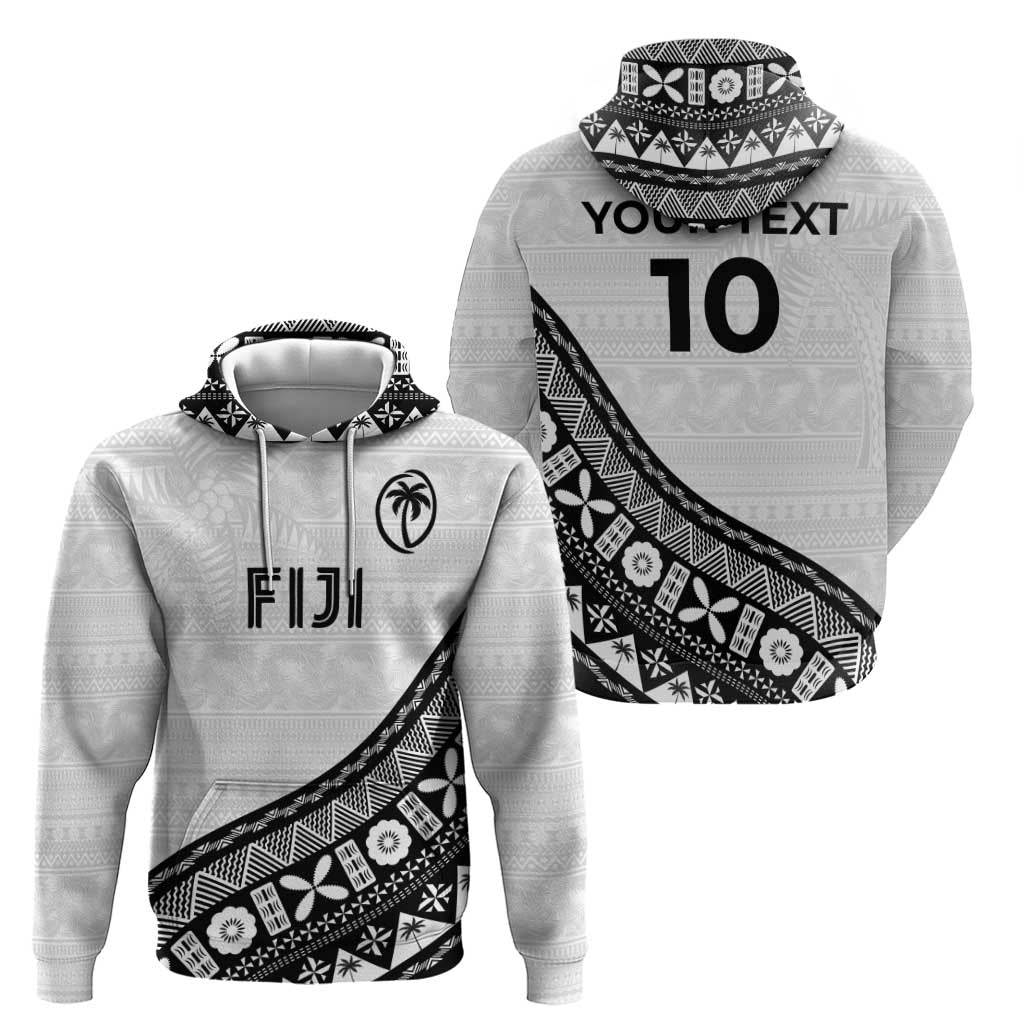 Custom Fijian Rugby Hoodie Tapa Pattern and Palm Tree Tribal