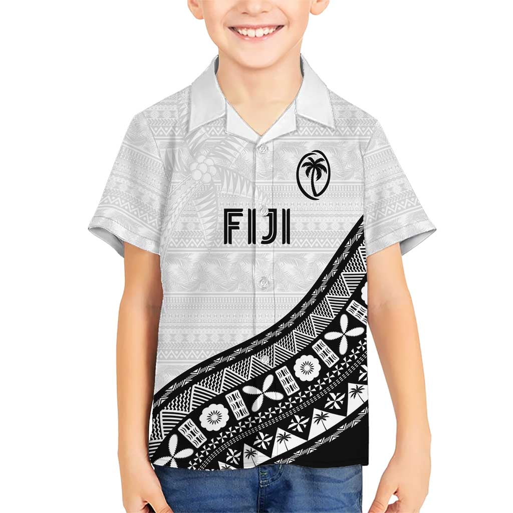 Custom Fijian Rugby Kid Hawaiian Shirt Tapa Pattern and Palm Tree Tribal