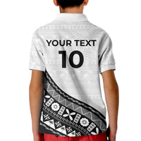 Custom Fijian Rugby Kid Polo Shirt Tapa Pattern and Palm Tree Tribal
