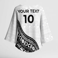Custom Fijian Rugby Kimono Sleeve Blouse Tapa Pattern and Palm Tree Tribal