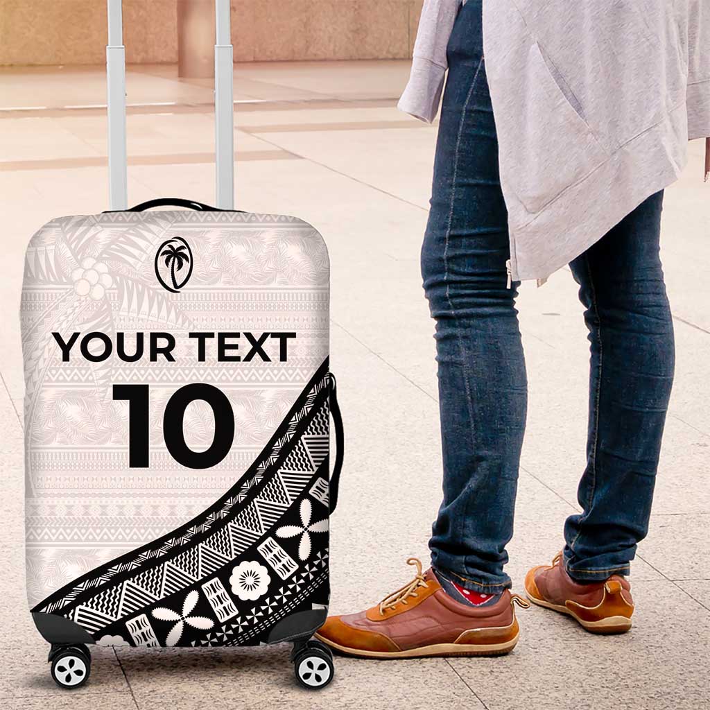 Custom Fijian Rugby Luggage Cover Tapa Pattern and Palm Tree Tribal
