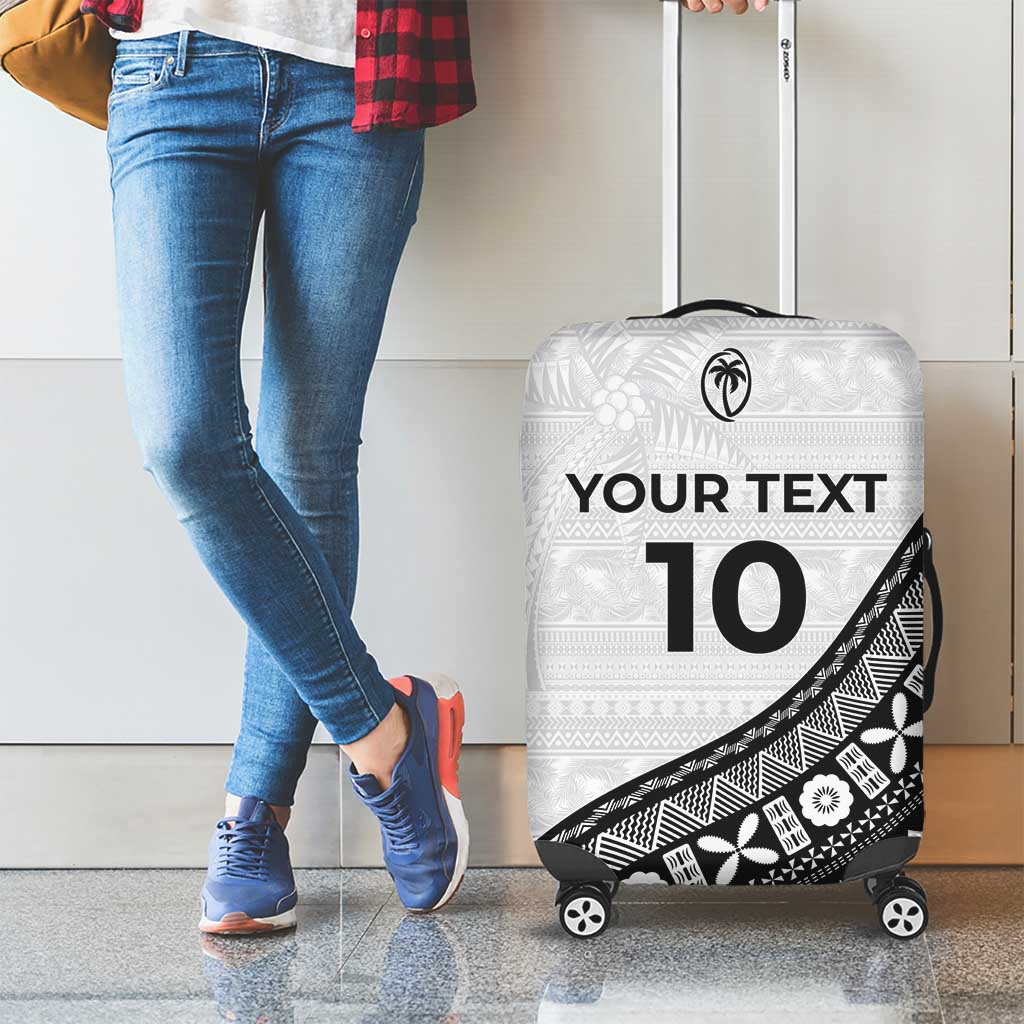 Custom Fijian Rugby Luggage Cover Tapa Pattern and Palm Tree Tribal