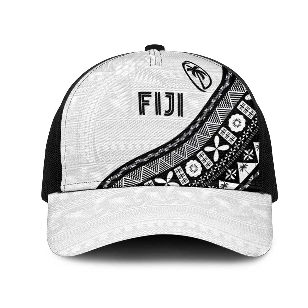 Fijian Rugby Mesh Trucker Cap Tapa Pattern and Palm Tree Tribal
