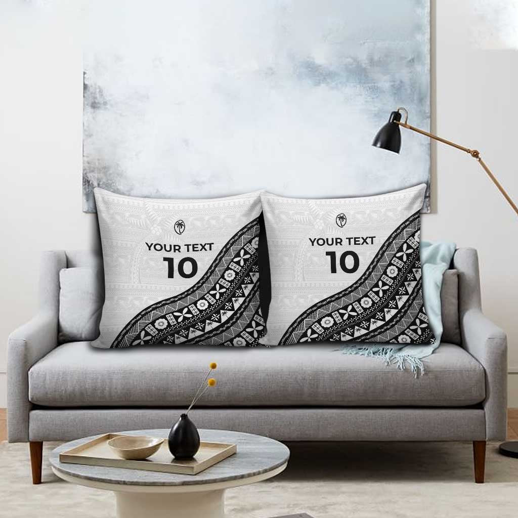 Custom Fijian Rugby Pillow Cover Tapa Pattern and Palm Tree Tribal