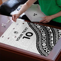 Custom Fijian Rugby Puzzle Tapa Pattern and Palm Tree Tribal