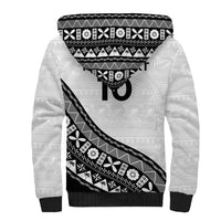 Custom Fijian Rugby Sherpa Hoodie Tapa Pattern and Palm Tree Tribal