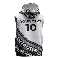 Custom Fijian Rugby Sleeveless Hoodie Tapa Pattern and Palm Tree Tribal