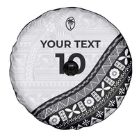 Custom Fijian Rugby Spare Tire Cover Tapa Pattern and Palm Tree Tribal