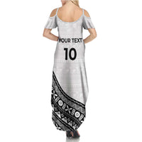 Custom Fijian Rugby Summer Maxi Dress Tapa Pattern and Palm Tree Tribal