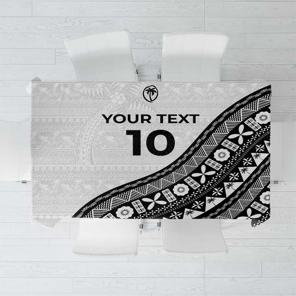 Custom Fijian Rugby Tablecloth Tapa Pattern and Palm Tree Tribal