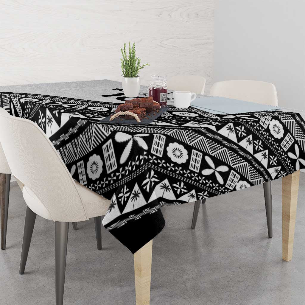 Custom Fijian Rugby Tablecloth Tapa Pattern and Palm Tree Tribal