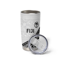 Custom Fijian Rugby Tumbler Cup Tapa Pattern and Palm Tree Tribal