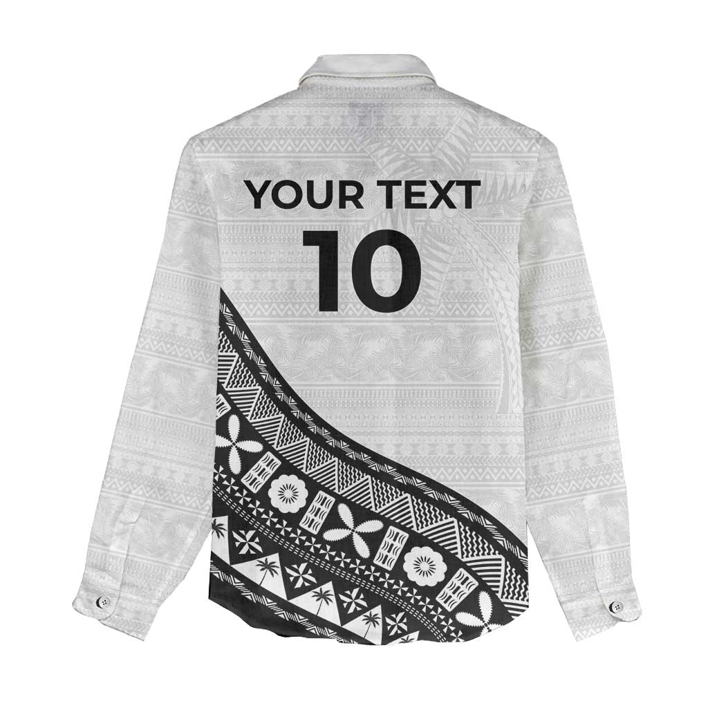Custom Fijian Rugby Women Casual Shirt Tapa Pattern and Palm Tree Tribal