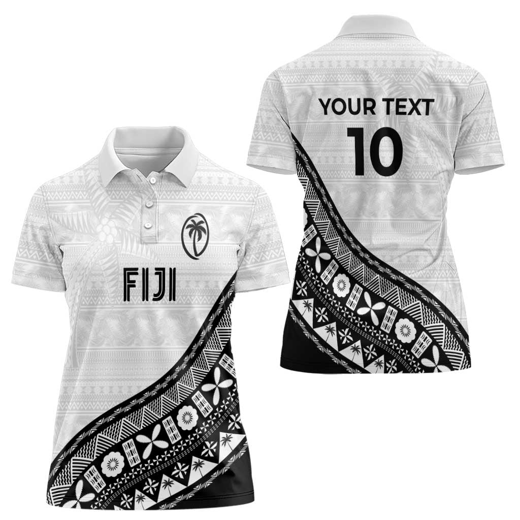 Custom Fijian Rugby Women Polo Shirt Tapa Pattern and Palm Tree Tribal