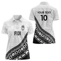 Custom Fijian Rugby Women Polo Shirt Tapa Pattern and Palm Tree Tribal