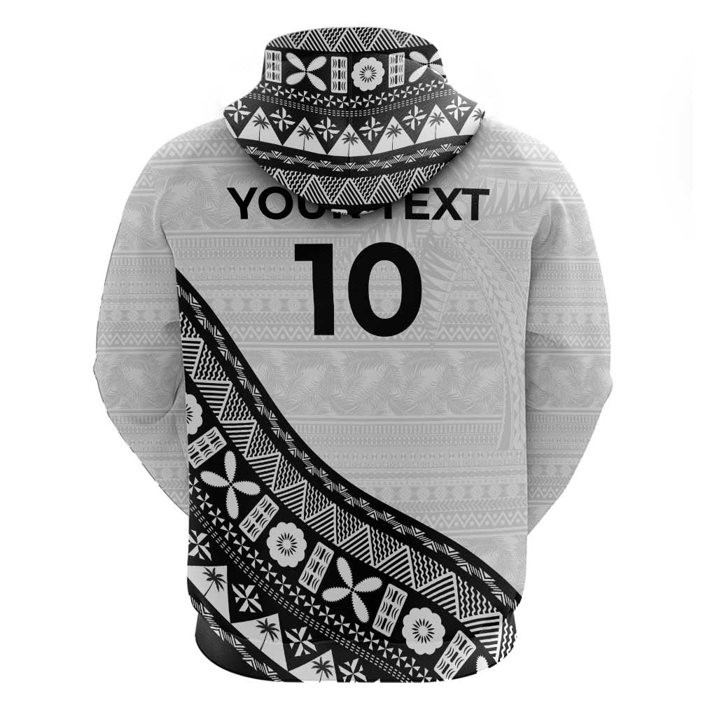 Custom Fijian Rugby Zip Hoodie Tapa Pattern and Palm Tree Tribal